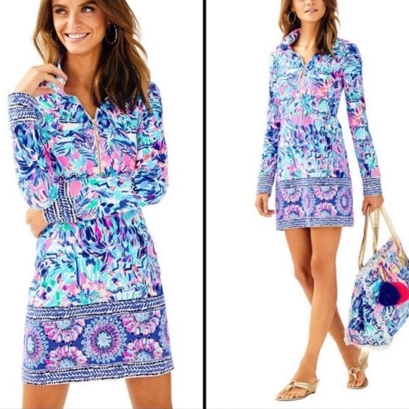 Lilly Pulitzer Skipper Popover Dress Cabana Cocktail Engineered Size Large - Picture 1 of 6